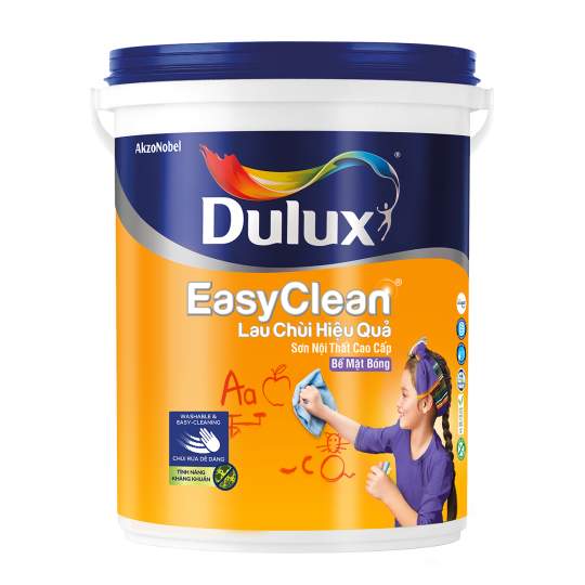 Dulux EasyClean Lau Chùi Hiệu Quả - Bề mặt Bóng là sơn nội thất cao cấp giúp giữ tường nhà bạn luôn sạch đẹp